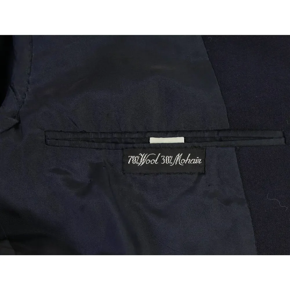 Chester Barrie Savile Row Navy Blue Wool Mohair 2Btn Sharkskin Blazer Jacket 40R